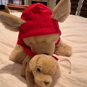 Build A Bear workshop dog and baby, hoodie and cape included.